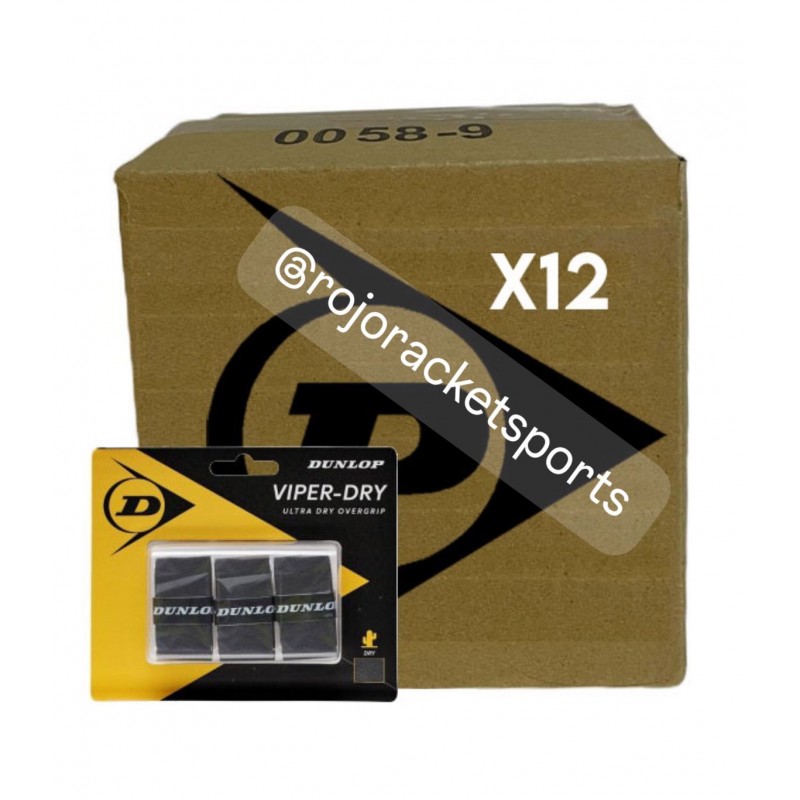DUNLOP D TAC VIPER DRY OVERGRIP 12 STUKS ZWART