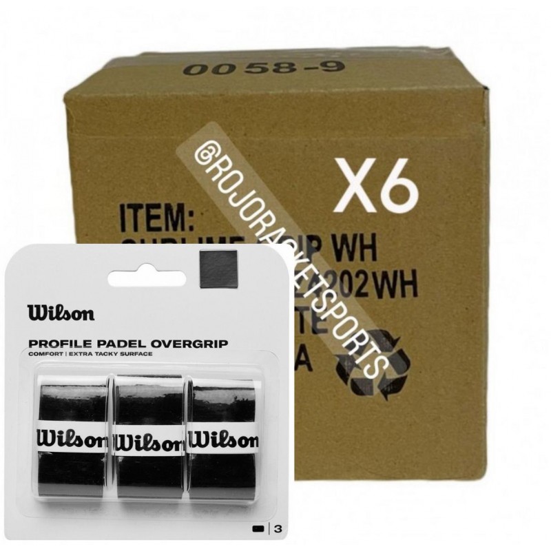 WILSON PROFILE PADEL OVERGRIP ZWART 6x3 Grips