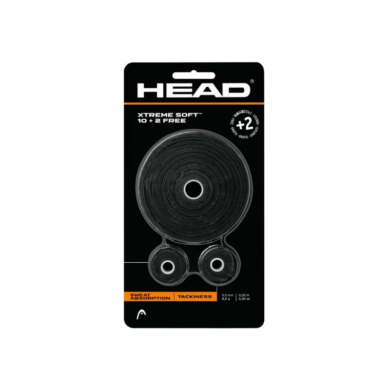 HEAD XTREME SOFT OVERGRIP 10+2 ST. ZWART
